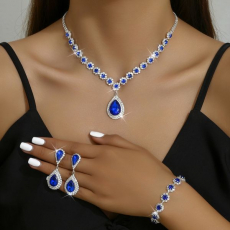 Heyang CJLX1978389BY Fashion jewelry necklace ear stud bracelet sapphire blue