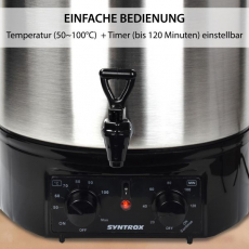 Syntrox GK-2000W-SS-27L-1 Einkochautomat Glühweinkocher 27 Liter Edelstahl