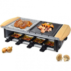 Syntrox RAC-1200W-Uri Edelstahl Raclette Grillplatte und Heißem Stein