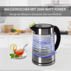 Syntrox WK-2000W-1.7 Aguas Edelstahl Wasserkocher mit blauem LED