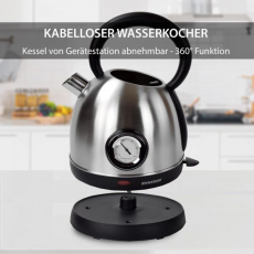 Syntrox WK-2200W-1.8T Inox 1,8 Liter Edelstahl schnurlos Wasserkocher