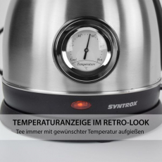 Syntrox WK-2200W-1.8T Inox 1,8 Liter Edelstahl schnurlos Wasserkocher