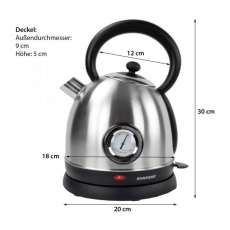 Syntrox WK-2200W-1.8T Inox 1,8 Liter Edelstahl schnurlos Wasserkocher