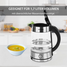 Syntrox WK-2000W-1.7 Aguas Edelstahl Wasserkocher mit blauem LED