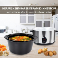 Syntrox SC-560M Deli 5,6 Liter Edelstahl Slow Cooker mit Warmhaltefunktion