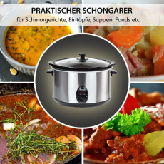 Syntrox SC-560M Deli 5,6 Liter Edelstahl Slow Cooker mit Warmhaltefunktion