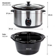 Syntrox SC-560M Deli 5,6 Liter Edelstahl Slow Cooker mit Warmhaltefunktion