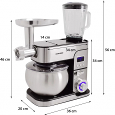 Syntrox KM-1300WdeLuxeMarseilleBlack Küchenmaschine Edelstahl 6 Liter & Fleischwolf