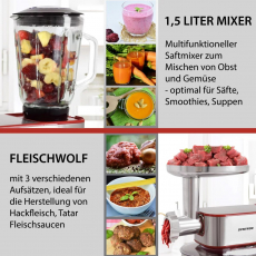 Syntrox KM-1300WdeLuxeMarseilleRed Küchenmaschine Edelstahl 6 Liter