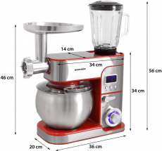 Syntrox KM-1300WdeLuxeMarseilleRed Küchenmaschine Edelstahl 6 Liter