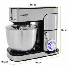 Syntrox KM-5.5L_De_Luxe_Inox_Black Küchenmaschine Zosma Fleischwolf & Mixer Schwarz