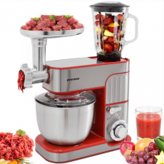 Syntrox KM-5.5L De Luxe Inox Rot Küchenmaschine Zosma Fleischwolf & Mixer