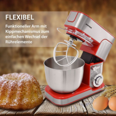 Syntrox KM-5.5L De Luxe Inox Rot Küchenmaschine Zosma Fleischwolf & Mixer