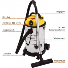 Syntrox VC-2000W-30L-R-Zeus Nass- und Trockensauger mit Steckdose 30 Liter