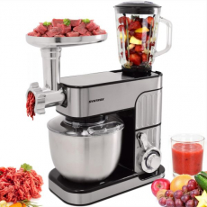 Syntrox KM-5.5L_De_Luxe_Inox_Black Küchenmaschine Zosma Fleischwolf & Mixer Schwarz