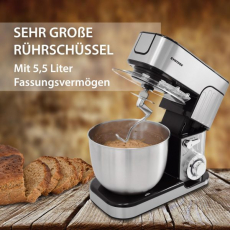 Syntrox KM-5.5L_De_Luxe_Inox_Black Küchenmaschine Zosma Fleischwolf & Mixer Schwarz