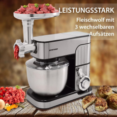 Syntrox KM-5.5L_De_Luxe_Inox_Black Küchenmaschine Zosma Fleischwolf & Mixer Schwarz