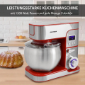Syntrox KM-1300WdeLuxeMarseilleRed Küchenmaschine Edelstahl 6 Liter